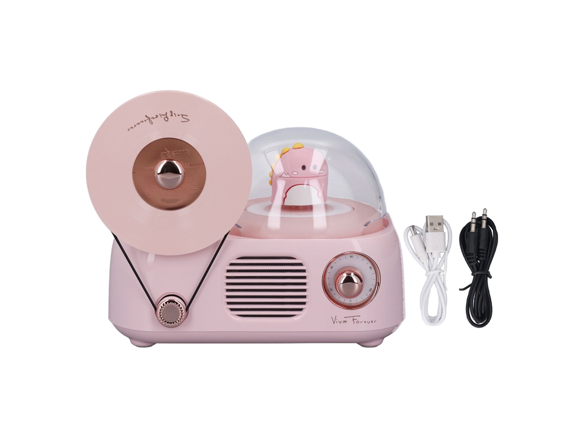 Altavoz Bluetooth Retro Con Luz Y Función Giratoria, Sonido Estéreo Hi-fi, Portátil, Rosa, Para Dormir.