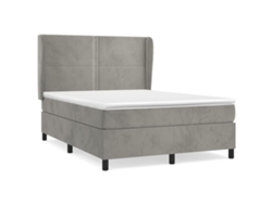 Maison Exclusive - Cama Box Spring Con Colchón Terciopelo Gris Claro 140x190 Cm