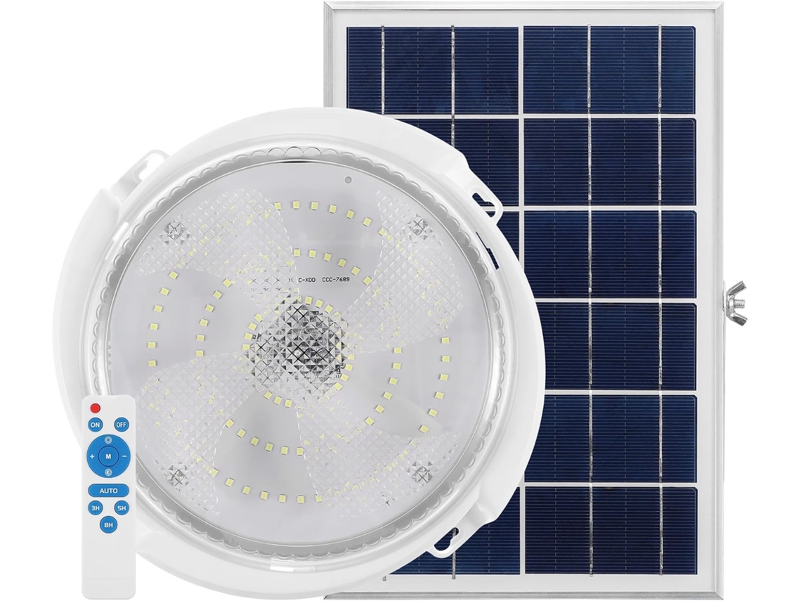 Lámpara De Techo Solar De 100 W Y 120 Led Con Carcasa Impermeable Para Porche Y Pasillo, Luz Led Uniforme Para