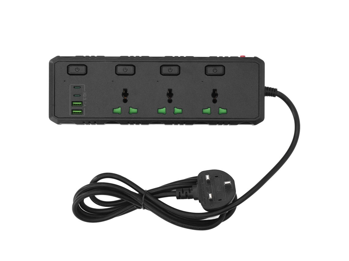 Yncm2026-regleta De Energía 3000w 3 Interfaces Universales 2 Usb 2 Puertos Pd Interruptores De Control Individual 110‑265v