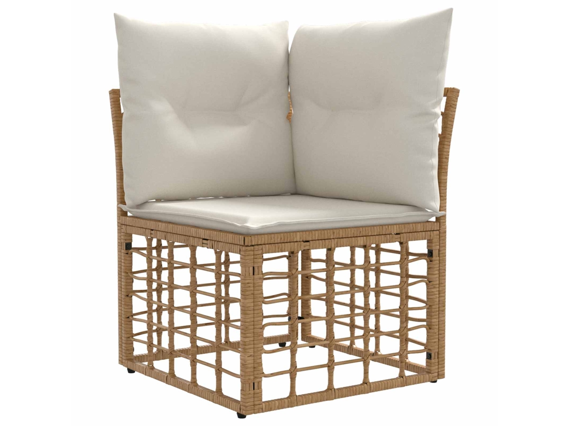 Maison Exclusive - Conjunto De Sofás De Exterior 14 Pcs Natural Y Crema Poliéster