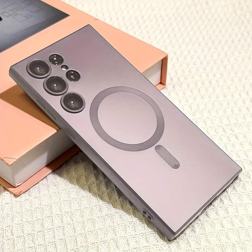 (galaxy S24 Ultra Gris) Funda Magnética Para Teléfono Samsung Con Protector De Lente Y Cubierta Trasera Esmerilada.