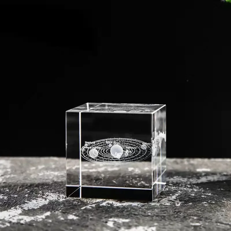 (sistema Solar 40 Mm) Adorno De Cubo De Cristal De 40 Mm, Grabado Láser 3d, Decoración Artesanal De Galaxia Astronómica De Vidrio Cuadrado