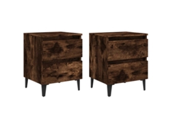 Juego de 2 mesitas de noche con patas de metal de roble ahumado MAISON EXCLUSIVE (40x35x50 cm)