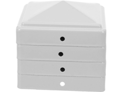 Juego De 4 Tapas Puntiagudas Para Postes De Cerca De 80x80 Mm En Hojalata Blanca Mate, Resistentes A