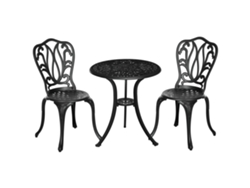 Conj Jardín 2 Personas Retro Aluminio Fundido Negro