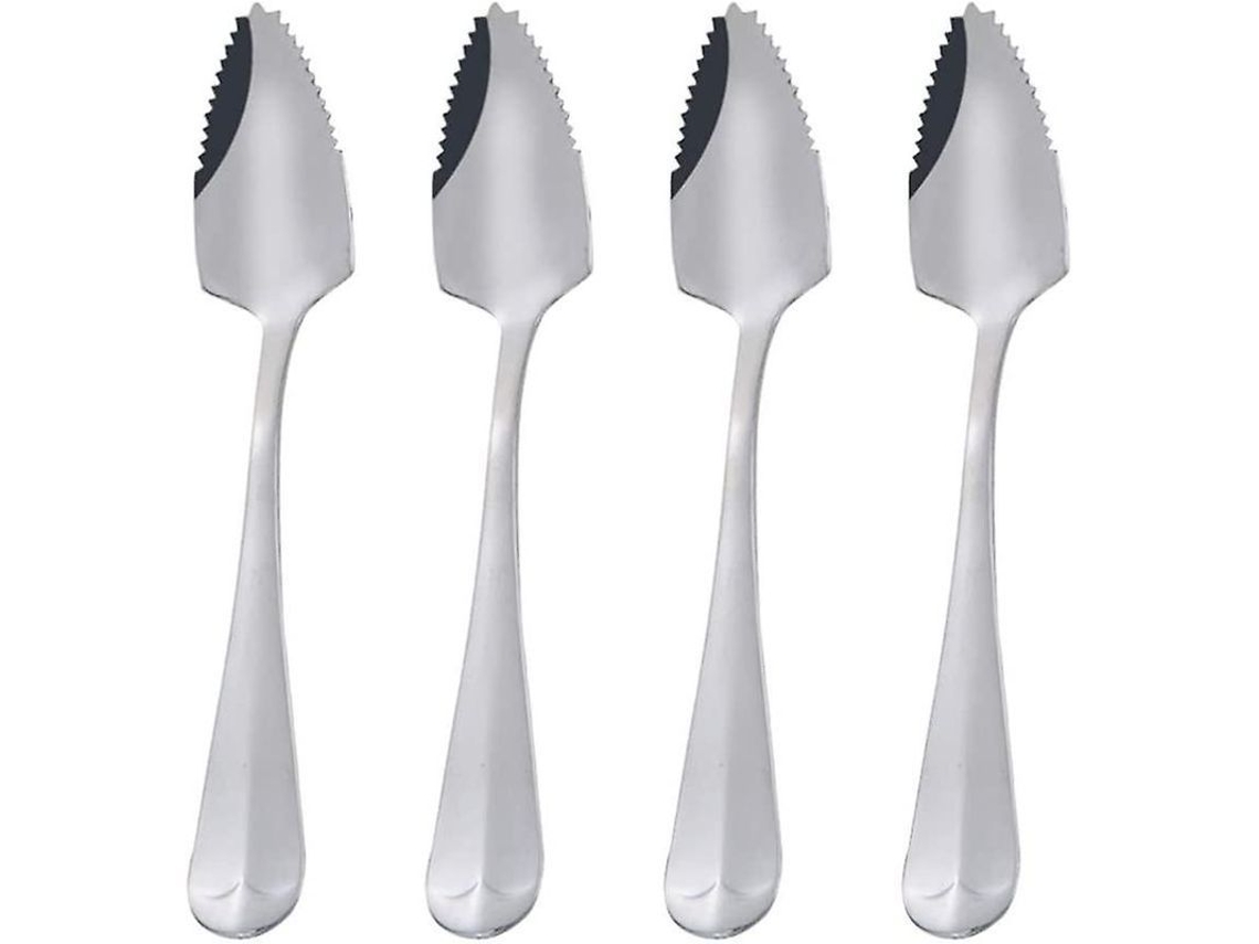 4 Cucharas De Acero Inoxidable Con Borde Dentado Para Frutas Y Postres.