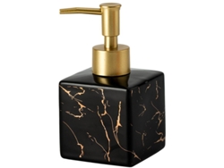 Dispensador de sabão de cerâmica com textura de mármore preto para loção líquida