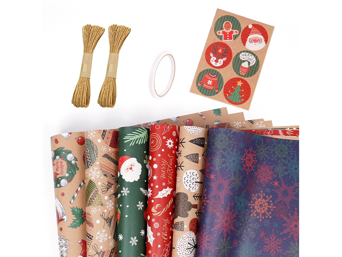 Juego de 6 hojas de papel de regalo navideño Eifson para Navidad, ideal para las fiestas de invierno, 70 x 50 cm (03)