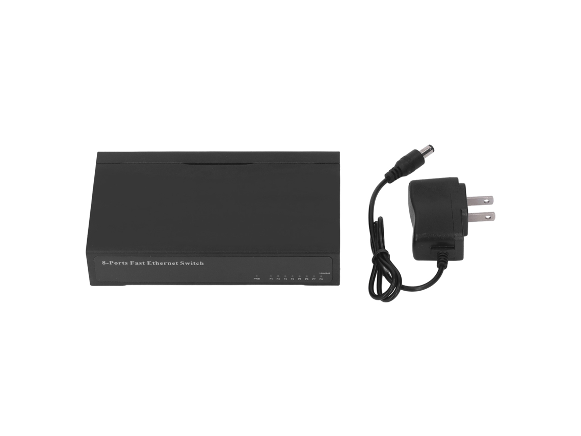 Switch Ethernet De 8 Puertos Adaptativo Splitter Plug And Play Operación Silenciosa 100-240v