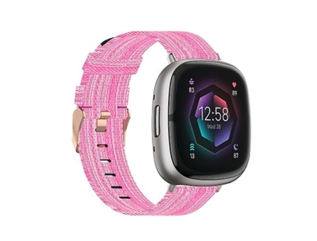 Correa para reloj Fitbit Sense de lona tejida de nailon, color rosa VENISYMLIS