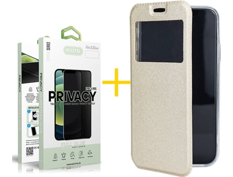 Carcasa + Protector de Pantalla para Samsung Galaxy S22 Plus 5G ACCETEL Dorado