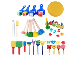Juego De 30 Pinceles De Esponja Para Niños, Kit De Pintura Infantil Con 30 Herramientas.