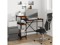 Escritorio | Mesa | Escritorio con estante. Fabricado en madera y hierro. Roble ahumado.