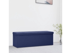Lovely Home Banco de Ordenación Plegable Lino Falso Azul