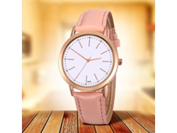 Reloj De Pareja De Moda Dial Redondo Analógico Cuarzo Pulsera Rosa Empresarial