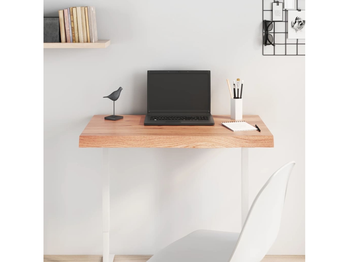 Tablero Mesa | Superficie De Mesa | Tablero De Escritorio Madera Roble Tratada Marrón Claro 80x40x(2-6) Cm Wsd53442