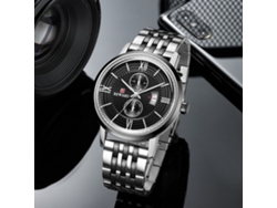 Reloj De Cuarzo Para Hombre Con Correa De Acero Moda Empresa Casual (blanco Negro)