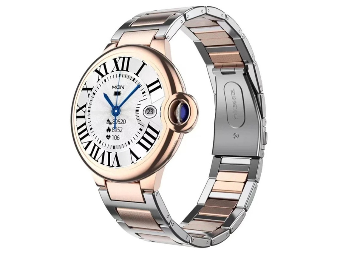 Reloj inteligente Yizhood con llamadas Bluetooth, monitorización de frecuencia cardíaca y diseño moderno (rosa)