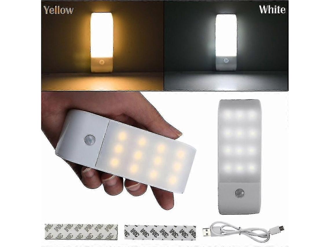 Rebe-luz Nocturna Para Armario Con 12 Led Recargable Pir Sensor De Movimiento Pegable Usb Para Armarios Pasillos