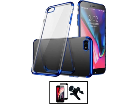 Kit Carcasa SlimArmor + Protector de Pantalla Full Cover + Soporte iPhone SE 2022 PHONECARE Azul