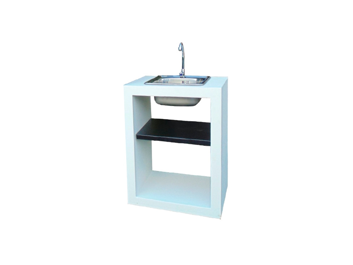 Módulo lavabo MINI - Módulo sobre encimera con lavabo, de hormigón pintado en blanco y negro - 60x45x80cm NESH