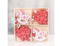 12 Adornos Navideños De Madera Con Asas Para Manualidades Y Regalos.