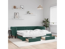 Sofá Cama Nido Con Cajones Terciopelo Verde Oscuro 90x200 Cm