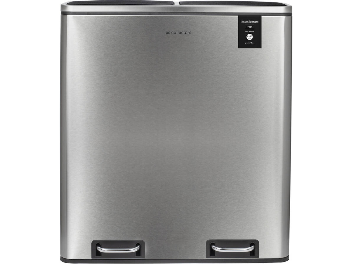 Cubo de Basura LES COLLECTORS N°904 (Plateado - Acero Inoxidable - 2 x 30 L)