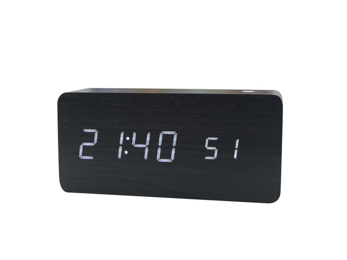 Reloj digital LED 3D de pared con alarma y color blanco y negro