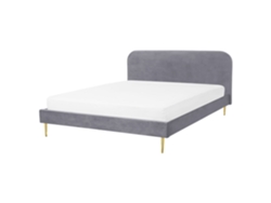 Cama con somier BELIANI Flayat de Terciopelo Gris 173x215x109