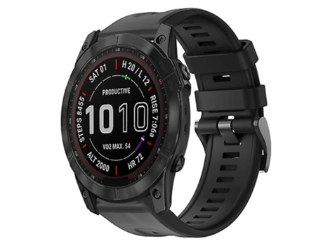 Pulsera Correa de Reloj de Silicona de Color Sólido con Hebilla de Metal para Garmin Fenix 7x Negro VENISYMLIS