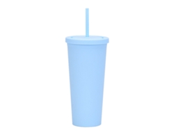 Taza de consumición plástica reutilizable de la taza de la agua fría 700ml con la capa doble del color sólido de la tapa y de la paja JEIIBRZUI
