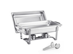 Juego de buffet rectangular Succebuy de 8 litros, tamaño regular, de acero inoxidable, paquete de 2