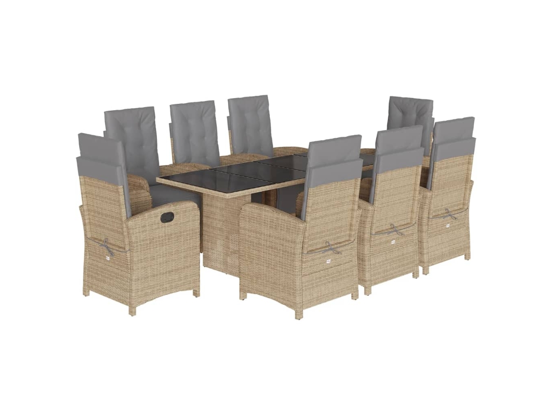 Maison Exclusive - Set Comedor De Jardín 9 Pzas Con Cojines Ratán Sintético Beige