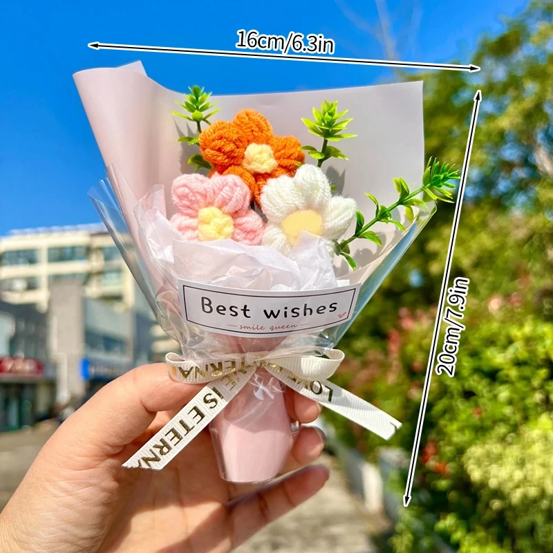 Mini Ramos De Ganchillo, Regalos Florales Hechos A Mano Con Ganchillo