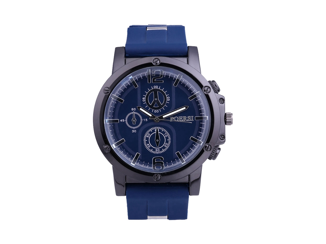 Reloj De Pulsera De Cuarzo Informal Para Hombre Con Correa De Silicona Azul Marino.