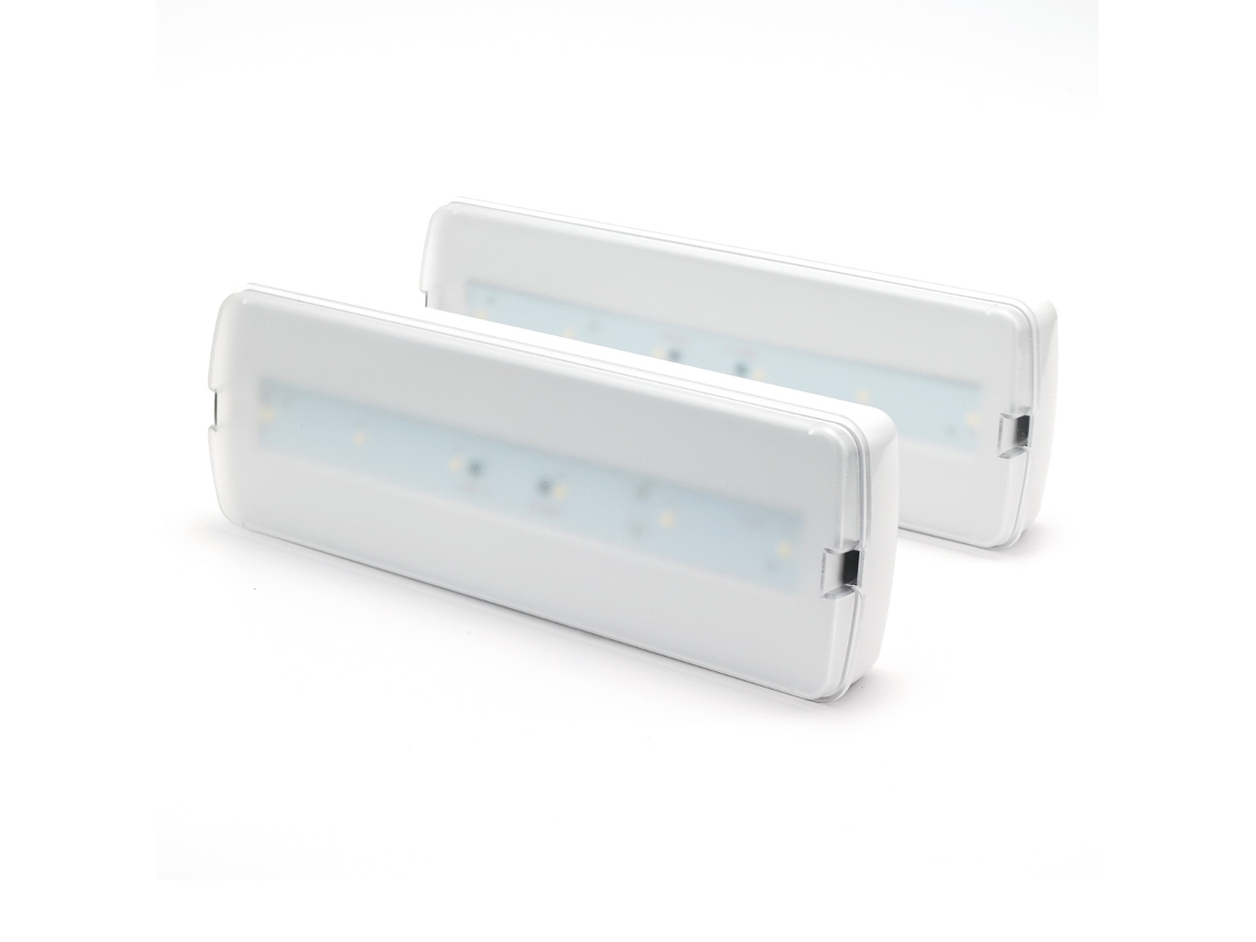 Pack De 2 Luz Emergencia Led 3w Empotrable/superficie 265lm Difusor Pc Restistente Autonomía Hasta 3 Horas Kit De Montaje Incluido