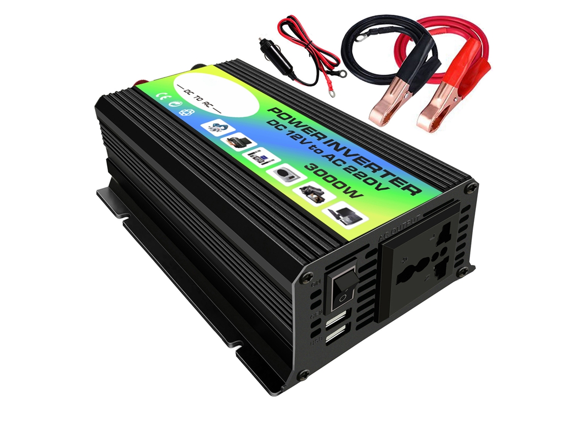 Inversor De Onda Sinusoidal Modificada De 3000 W, De 12 V A 220 V, Con Puertos Usb Y Cargador Para Coche.