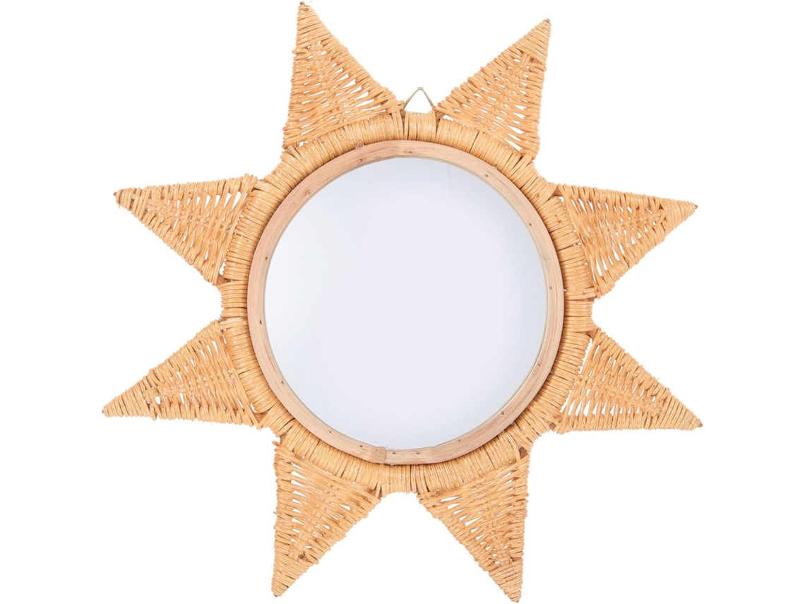 Espejo De Maquillaje Decorativo De Ratán Para Montar En La Pared Del Baño.