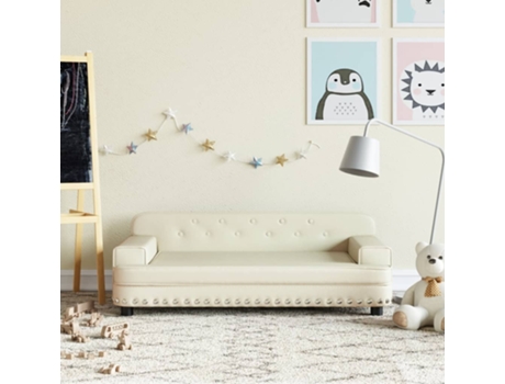 Sofá para niños de cuero sintético crema 90x53x30 cm VIDAXL
