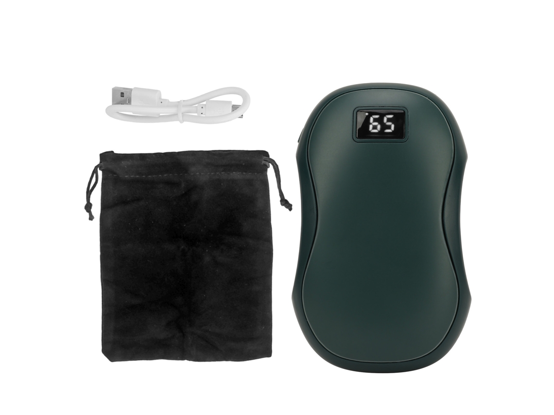 Calentador De Manos Eléctrico Recargable Con Batería De 6000 Mah, Calefacción Por Ambos Lados Con Pantalla, Tamaño De Bolsillo, Verde, Invierno.