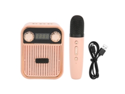 Mini Máquina De Karaokê Bluetooth Portátil Com Alto-falante Hifi E Microfone Para Presente De Crianças Rosa