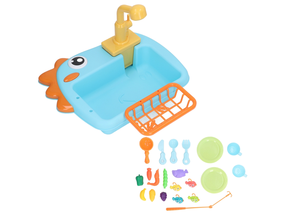 -juguetes Lavavajillas Electrónico Dinosaurio 2 En 1 Con Pesca, Juguete De Cocina Educativo Para Niños, Regalo Escolar Azul