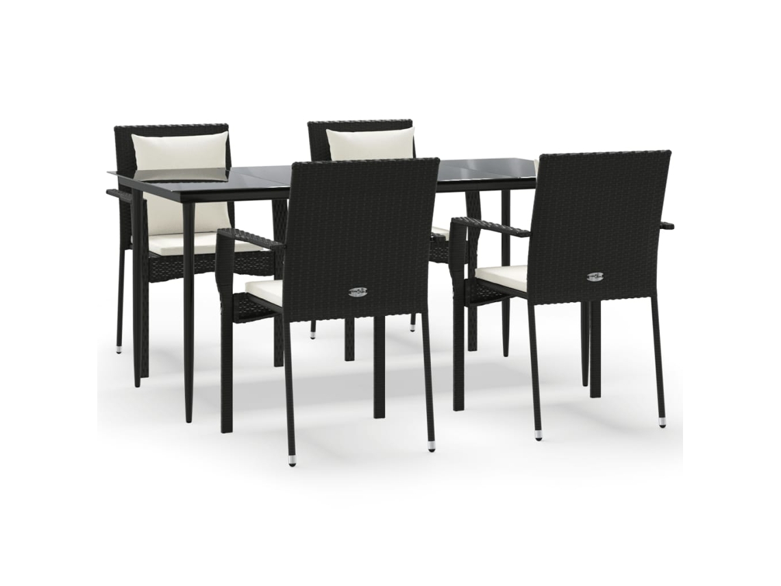vidaXL Set de muebles jardín 5 pzas con cojines ratán sintético negro
