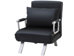 Poltrona-cama De Solteiro Compacta (poupa Espaço), Com Encosto Reclinável Em 5 Níveis E Almofada, 65x69x80 Cm, Preto