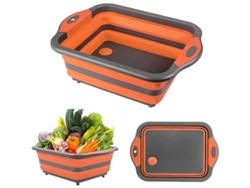 2026da-bandeja Plegable De Cocina Multifunción 4 En 1, Tablero De Cortar Y Lavavajillas, 8l, Pp+tpr, Verde Naranja