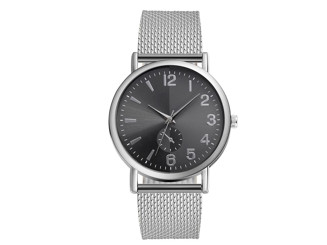 Reloj De Pulsera Unisex Vansvar De Cuarzo Con Correa De Plástico Y Esfera Redonda, Negro Y Plateado.
