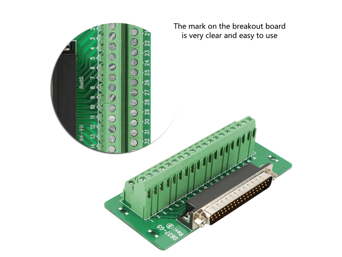 Omni-módulo De Interfaz Db37 Para Rail Din Con Conector De Terminal Y Placa De Desconexión (cabeza Macho)