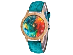 Reloj De Pareja Zhoulianfa Nebulosa Colorida Acero Cuarzo Canvas Verde